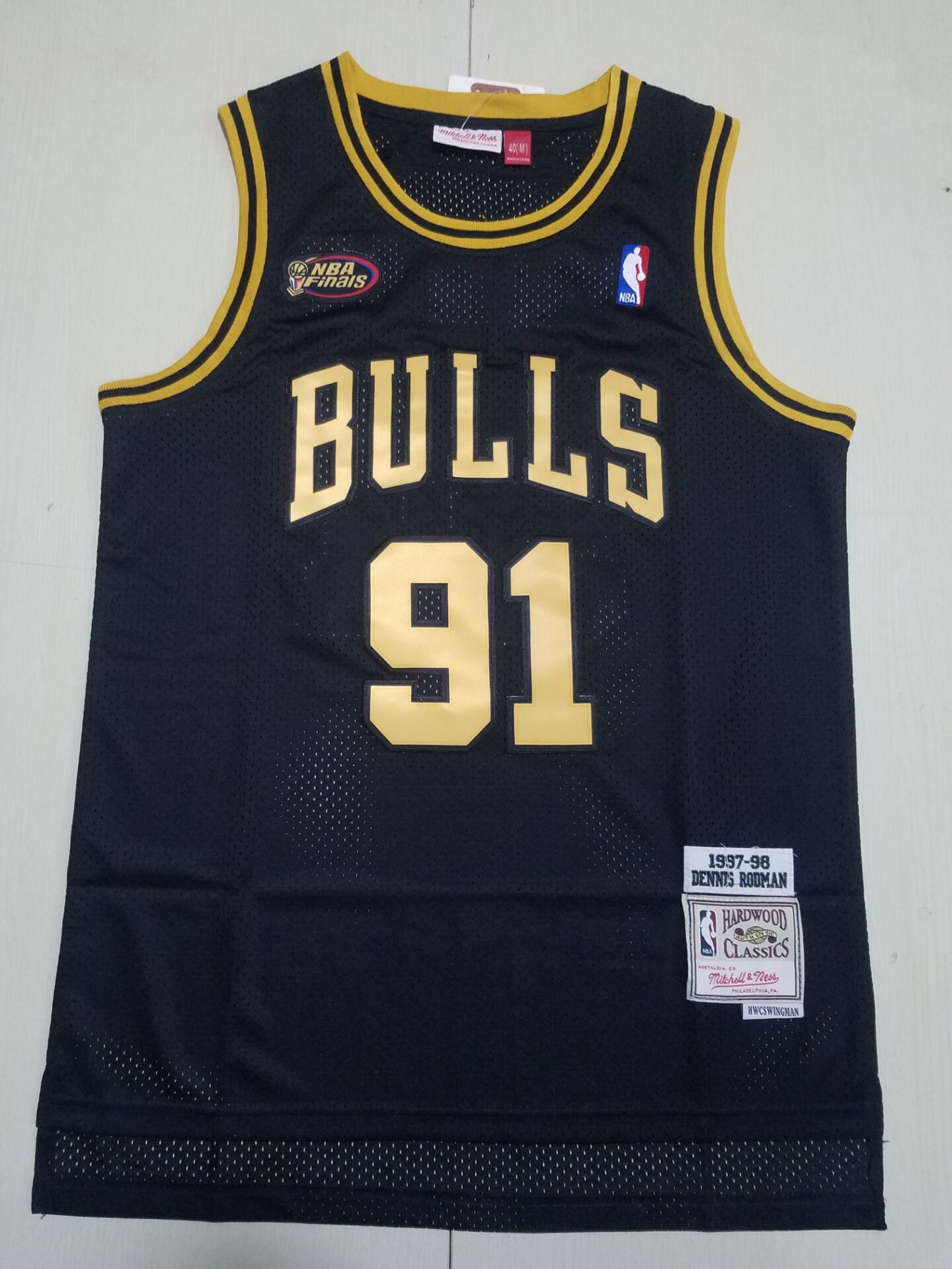 Men Chicago Bulls #91 Rodman Black Finais 2022 NBA Jersey